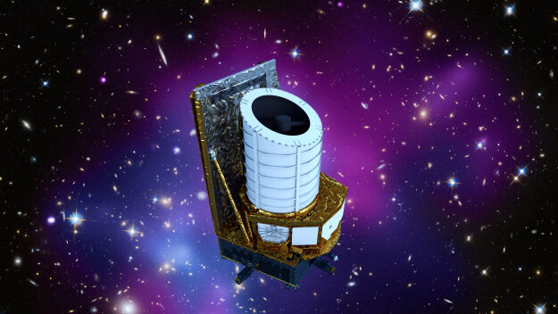 Kuva 1: Euclid-avaruusteleskooppi, taiteilijan näkemys (ESA)